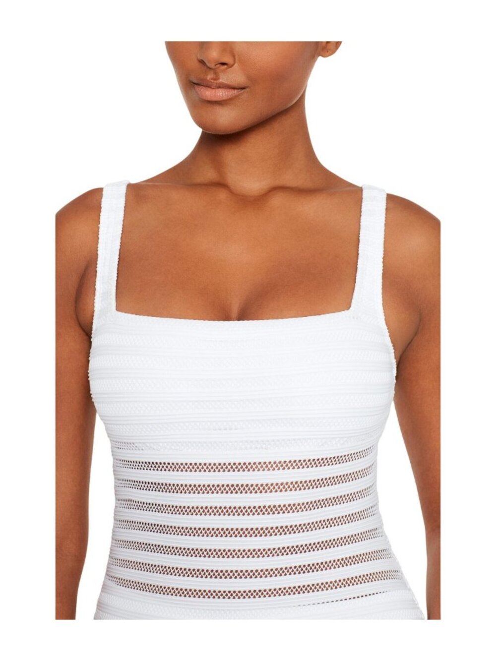 Lauren Ralph Lauren Square Neck Over-the-Shoulder One-Piece Swimsuit White 8 - Picture 10 of 10